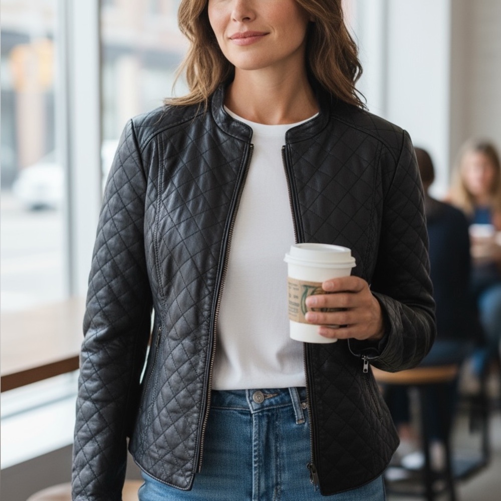SOLD UNITED COLORS OF BENETTON Quilted Black Jacket